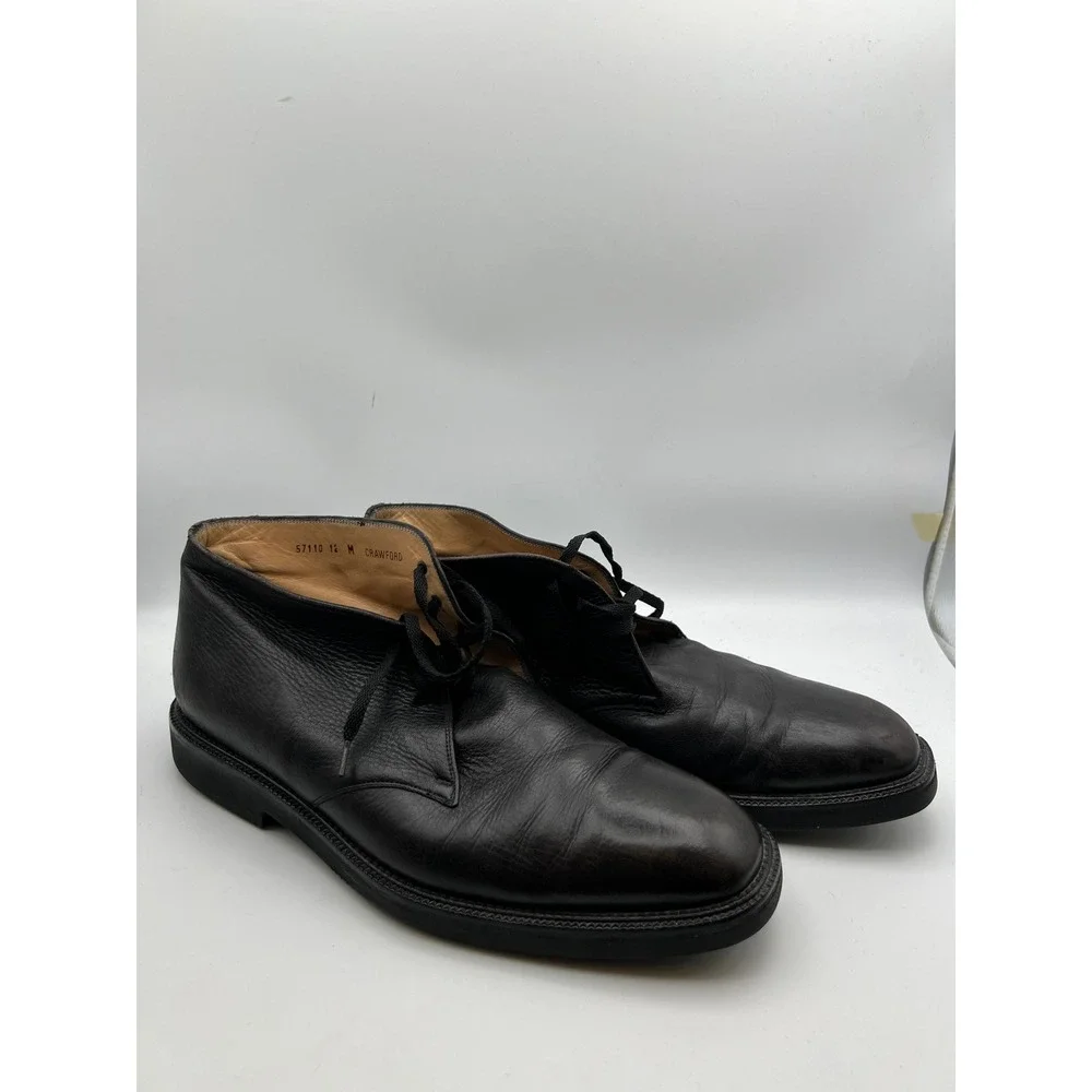 Johnston & Murphy Crawford Black Leather Chukka Boots Vibram Gumlite Mens 12M